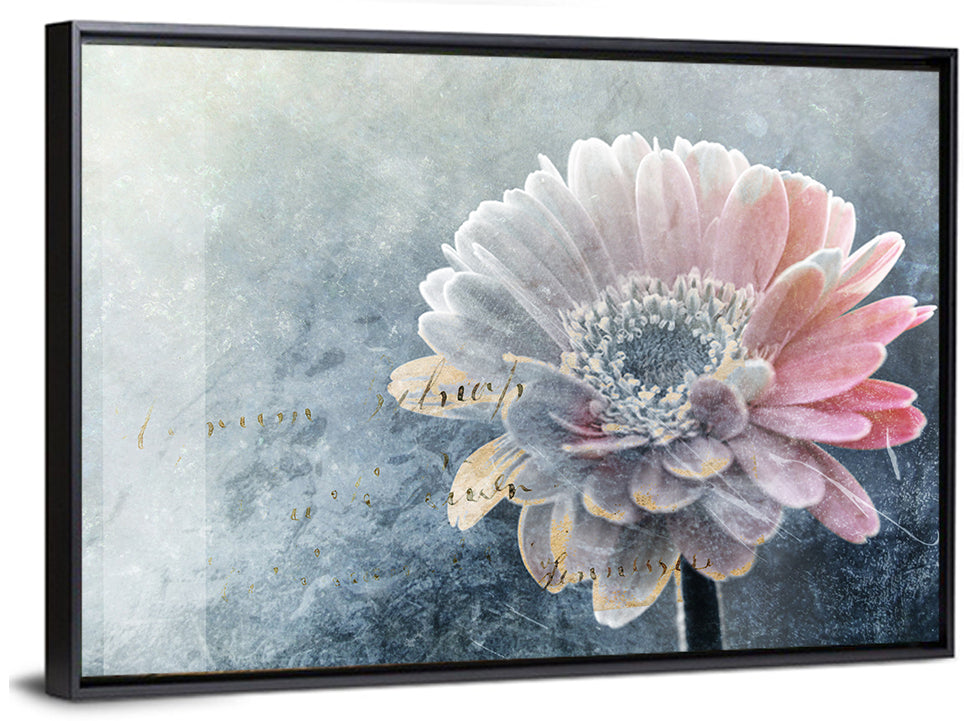 Winter Gerbera with Golden Script Wall Art