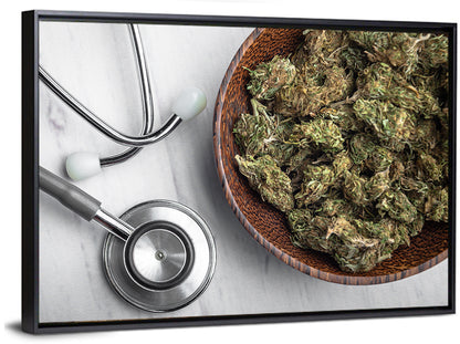 Stethoscope and Medical Cannabis Still Life Wall Art