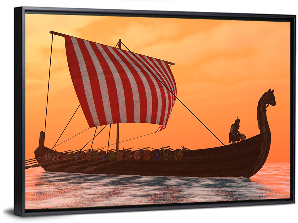 Viking Longship at Dusk Wall Art