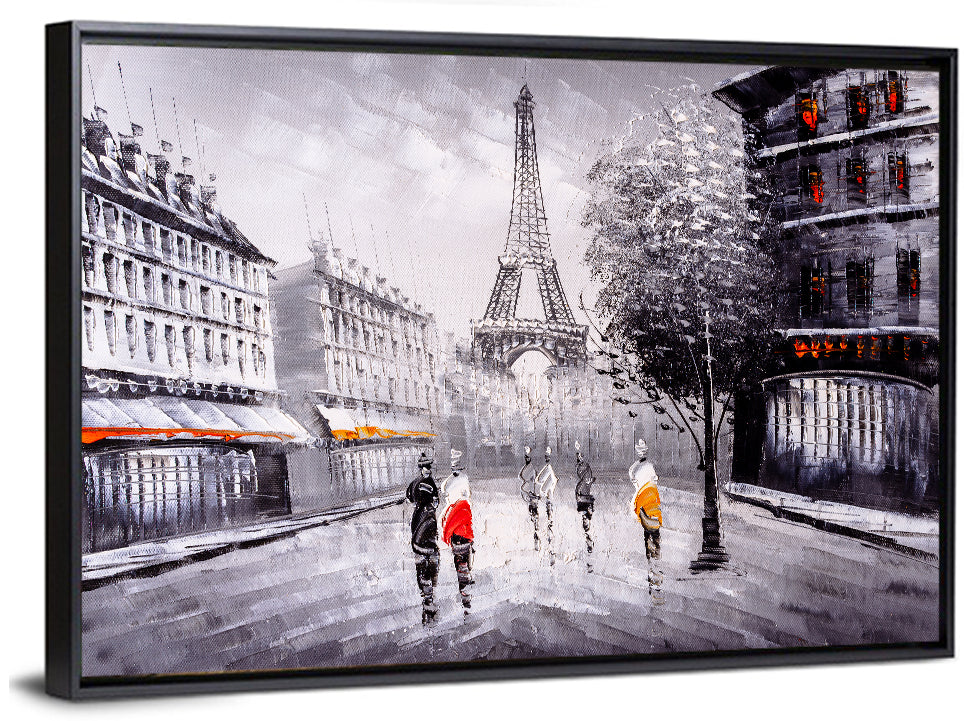 Paris Street with Eiffel Tower Wall Art