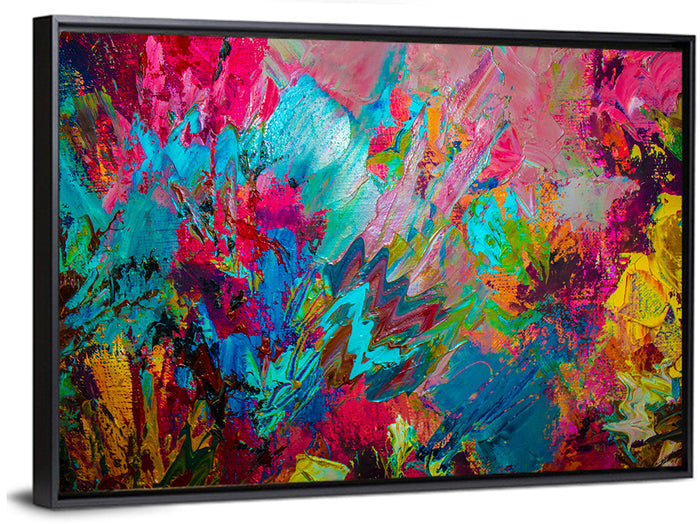 Vibrant Impasto Color Burst Abstract Wall Art as a framed canvas