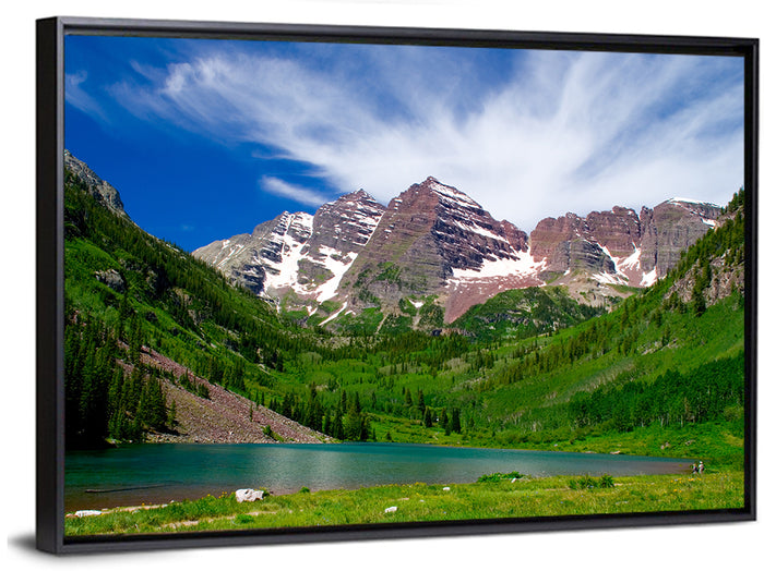 Maroon Bells Reflections at Maroon Lake Wall Art as a framed canvas