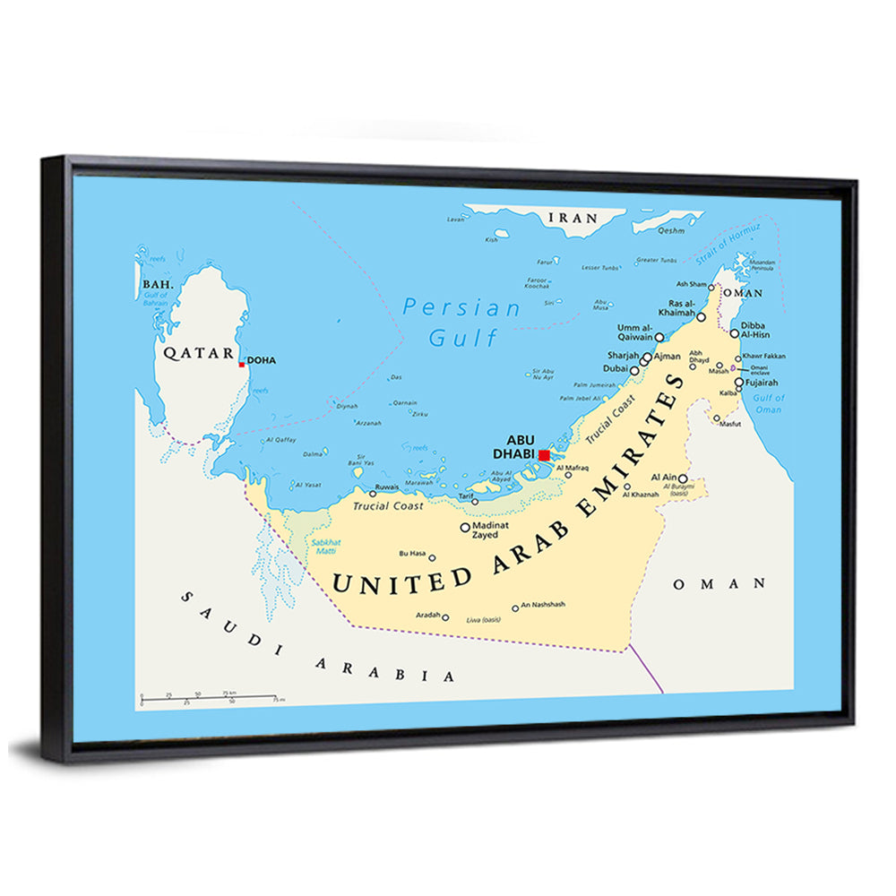 UAE Political Map Wall Art