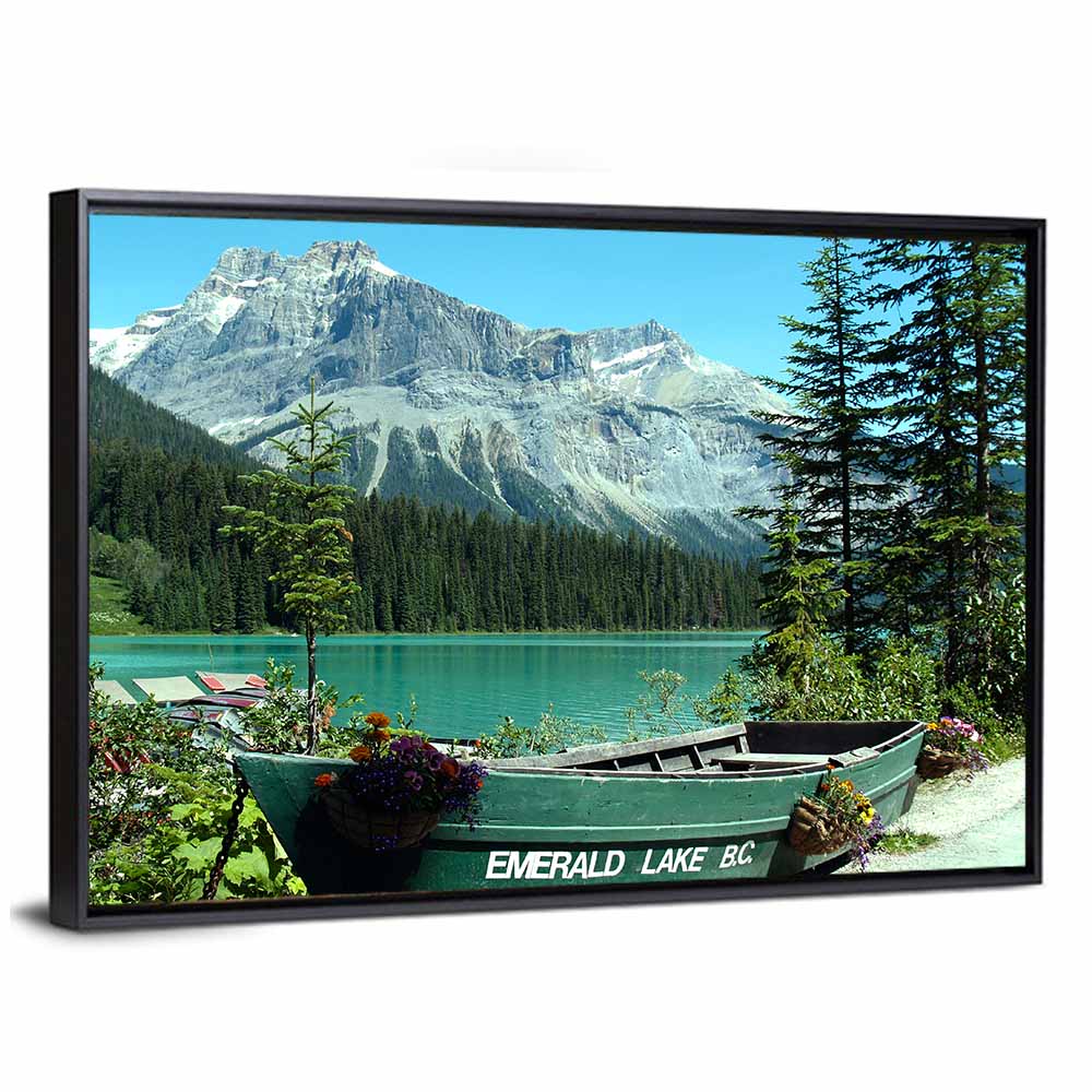 Green Rowboat at Emerald Lake Wall Art