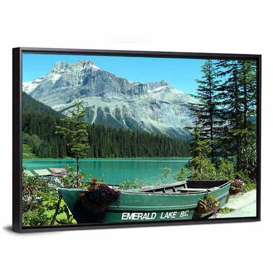 Green Rowboat at Emerald Lake Wall Art