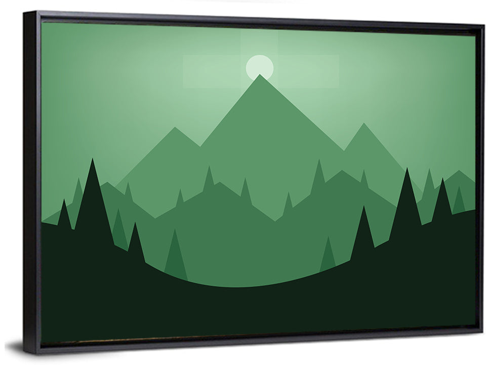 Geometric Mountain Sunset Illustration Wall Art