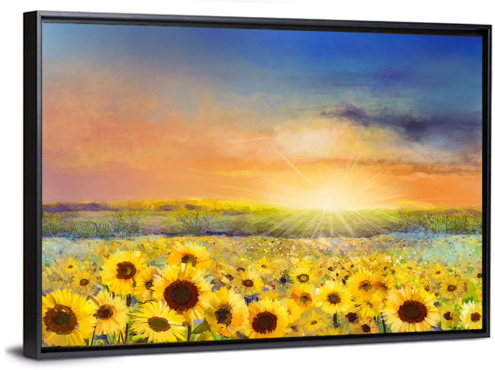 Sunburst Over Sunflower Field Wall Art