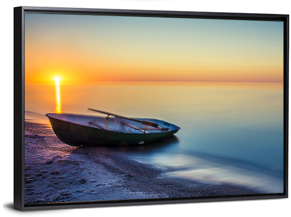 Rowboat Sunrise Seascape Wall Art