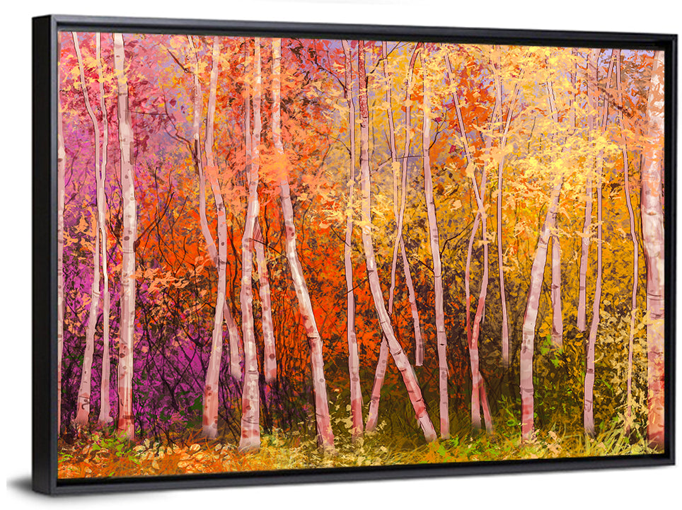 Vibrant Autumn Birch Grove Wall Art
