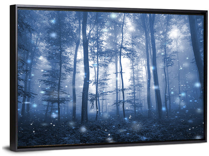 Blue Mist Forest at Twilight Wall Art