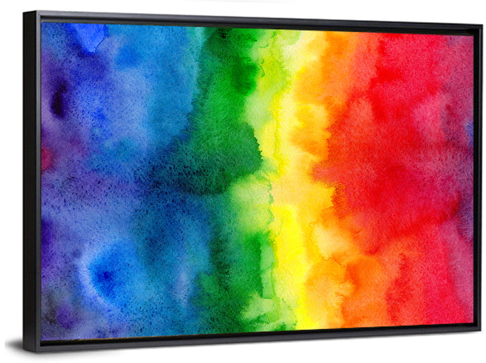 Watercolor Rainbow Gradient Wall Art as a framed canvas