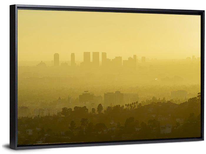 Westwood Los Angeles in Golden Haze Wall Art as a framed canvas