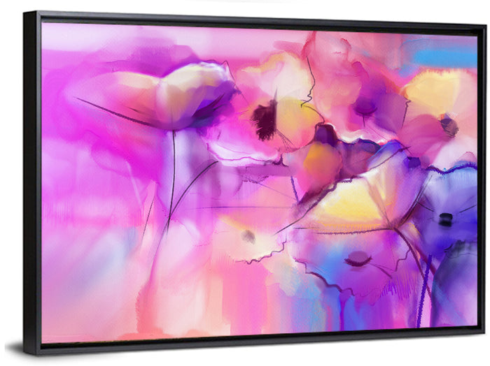 Abstract Tulip Garden Wall Art as a framed canvas