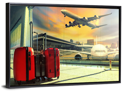 Suitcases at the Airport Window Wall Art