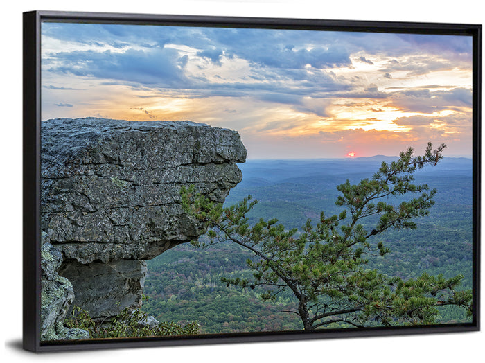Bald Rock Sunset Over Cheaha State Park Wall Art as a framed canvas