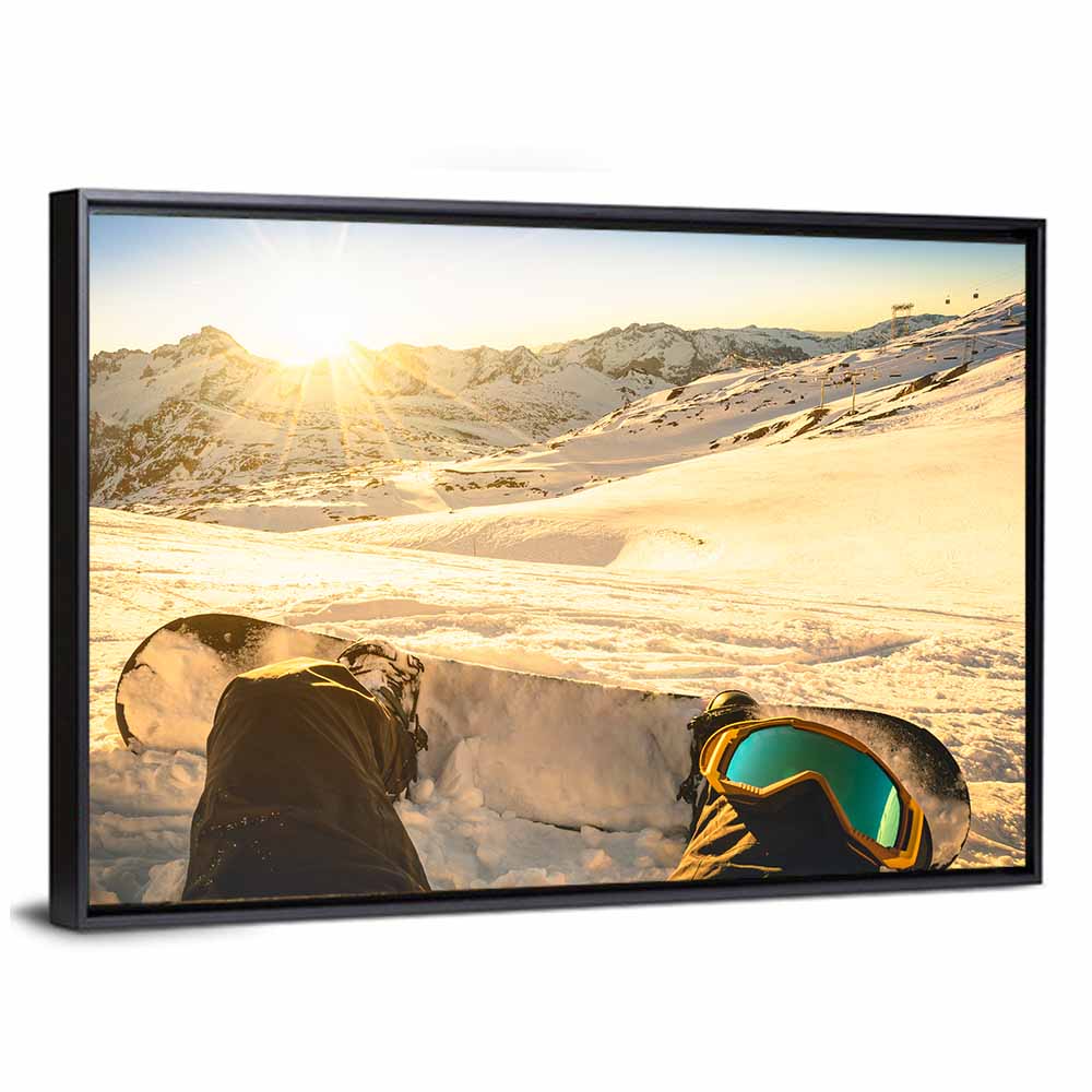 First Person Snowboard Sunrise Wall Art