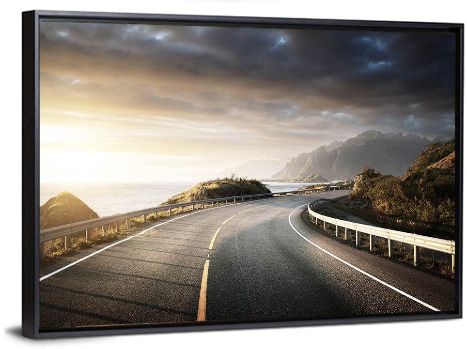 Golden Sunrise Coastal Road Wall Art
