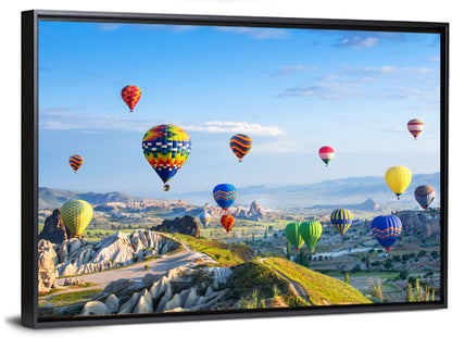Cappadocia Hot Air Balloons Over Rock Valleys Wall Art