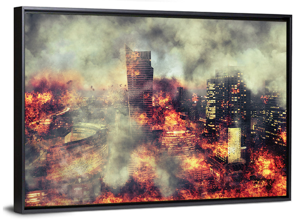 Warsaw Spire Burning City Abstract Wall Art