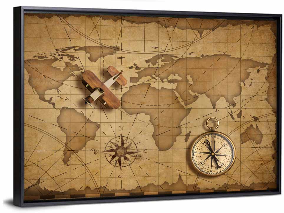 Retro Map Flying Plan Wall Art
