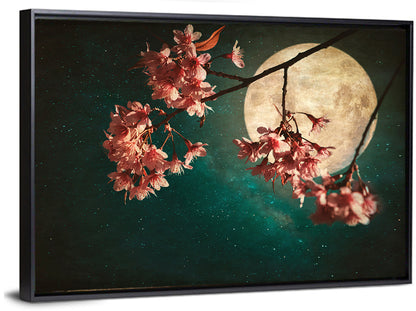 Moonlit Sakura Blossoms Wall Art
