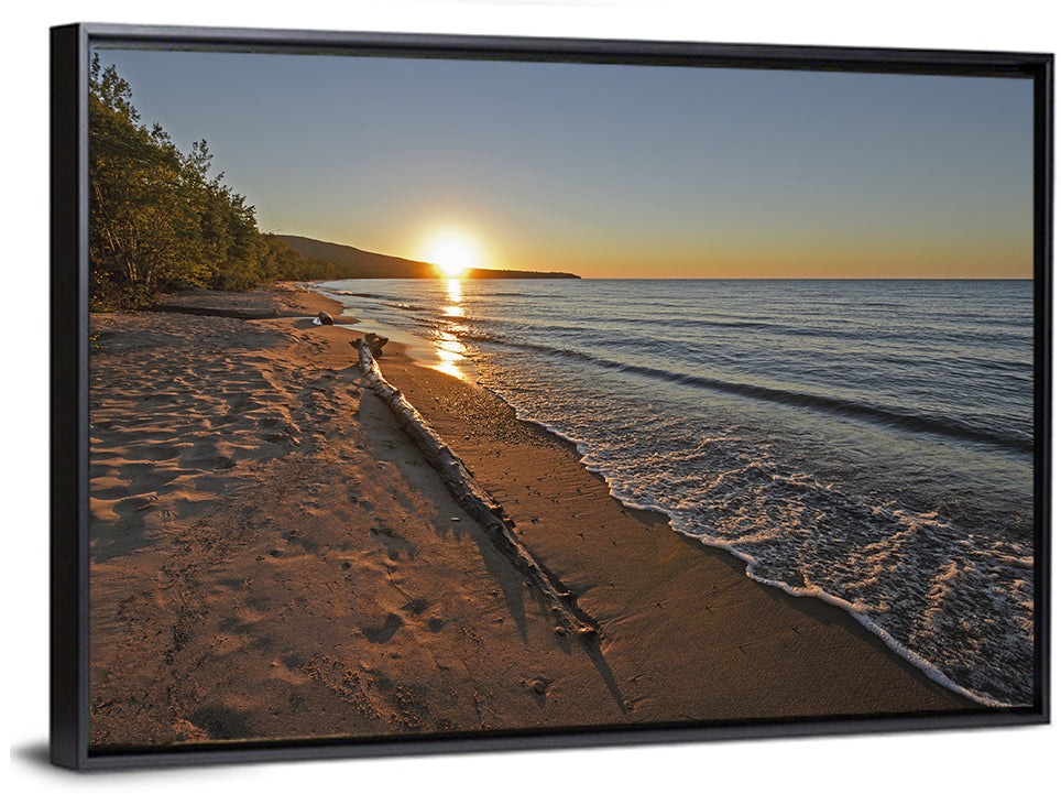 Lake Superior Driftwood Beach Sunset Wall Art