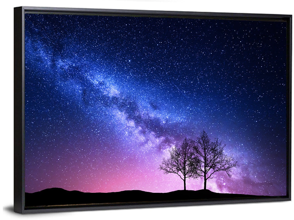 Milky Way Nebula Sky with Silhouetted Trees Wall Art