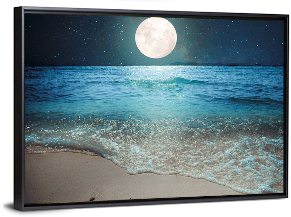Full Moon Over Beach Wall Art
