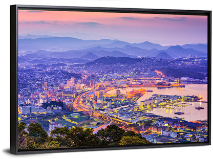 Sasebo Downtown Twilight Harbor Wall Art