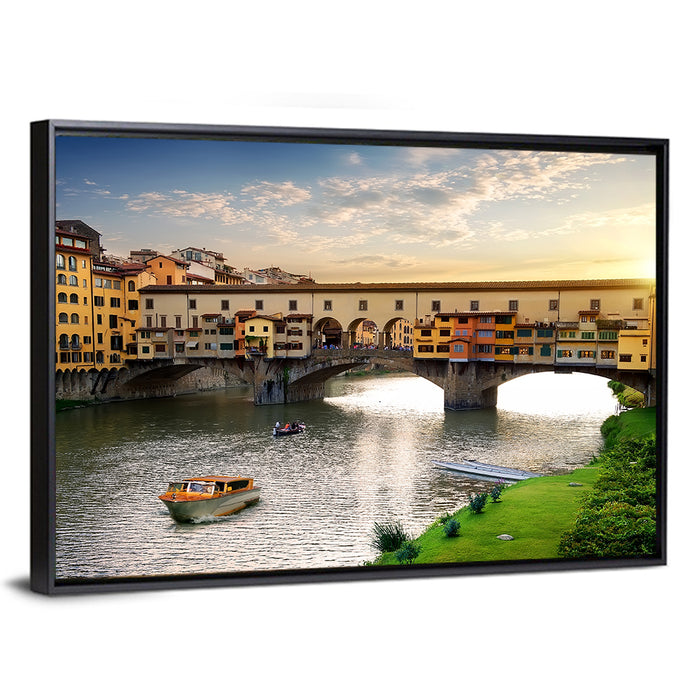 Ponte Vecchio at Golden Hour Wall Art as a framed canvas