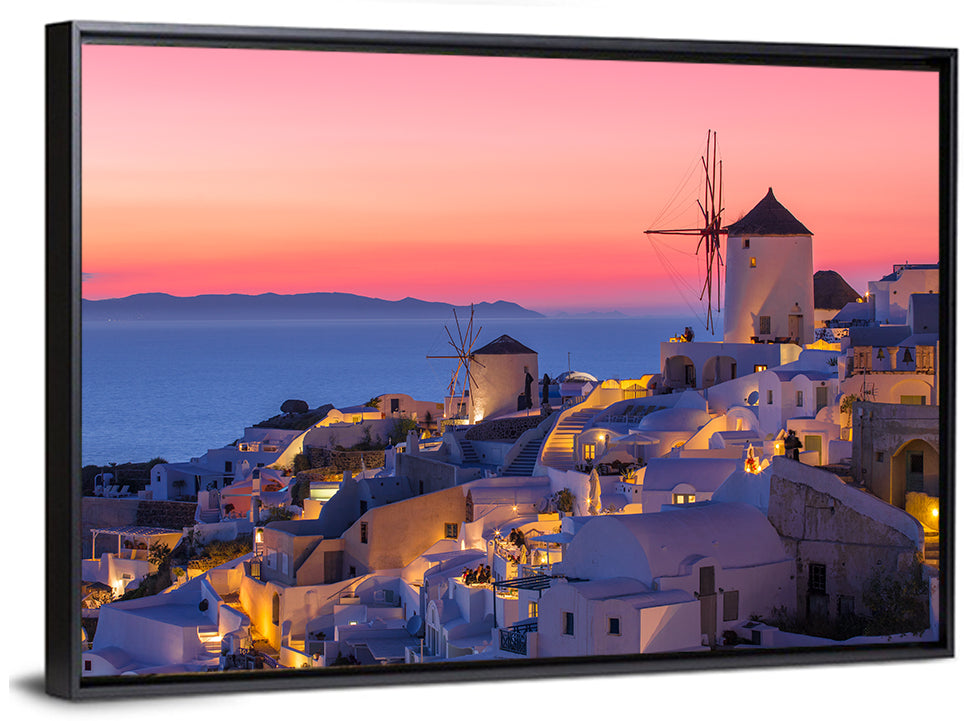 Oia Windmills at Dusk Wall Art
