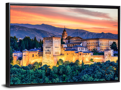 Alhambra Fortress at Golden Sunset Wall Art