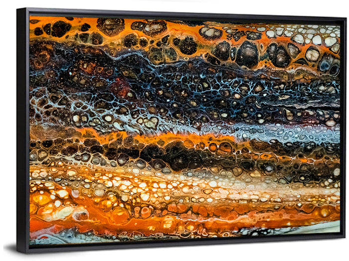 Cosmic River Strata Abstract Pour Wall Art as a framed canvas