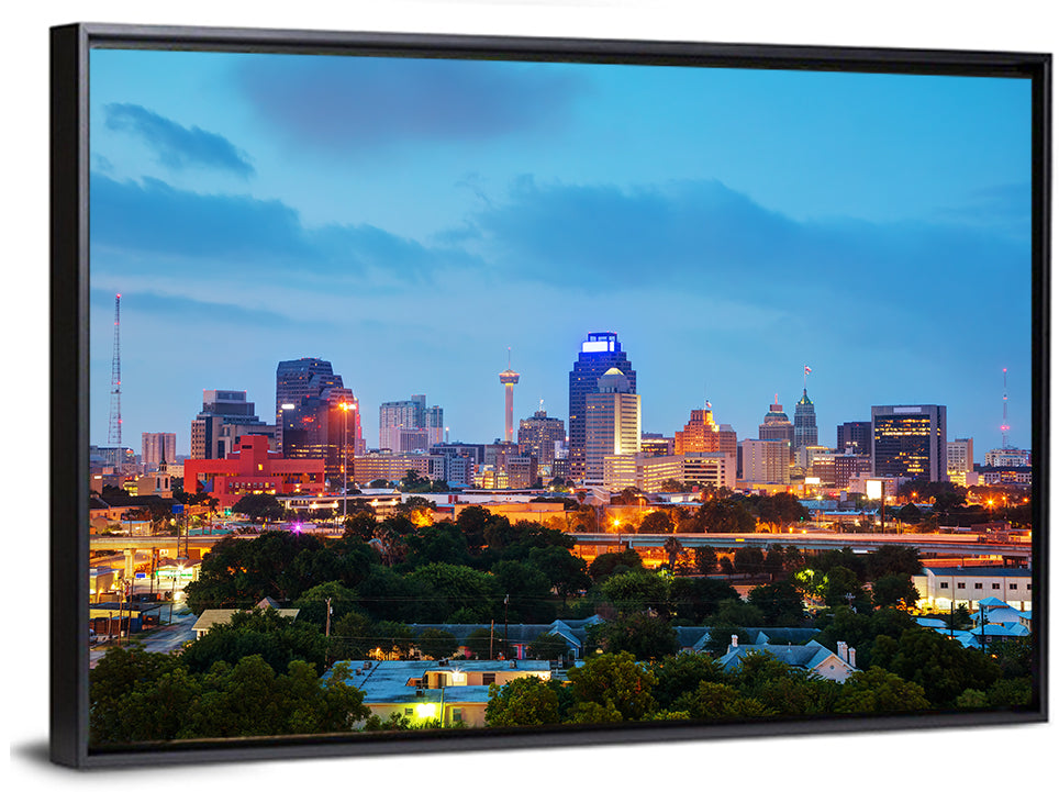 San Antonio Skyline at Dusk Wall Art