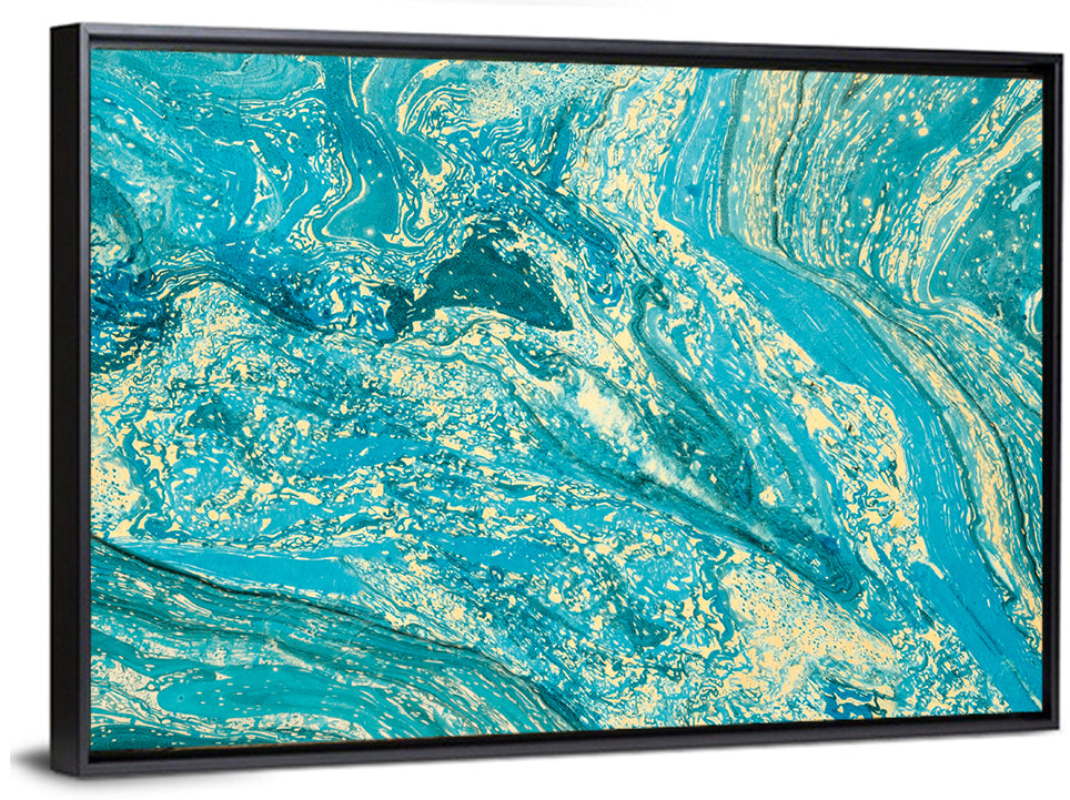 Teal Marble Swirls Abstract Wall Art