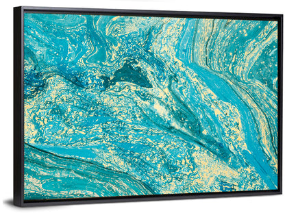 Teal Marble Swirls Abstract Wall Art
