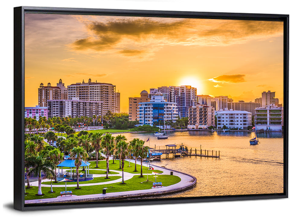 Sarasota Bayfront Sunset Skyline Wall Art