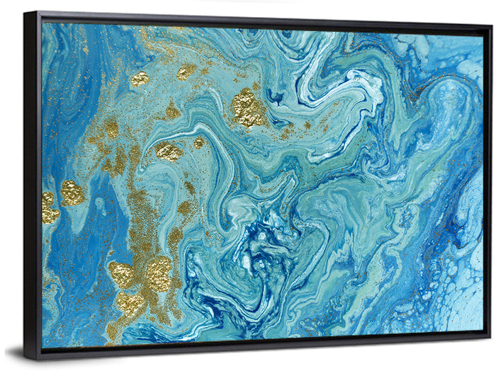 Blue Marble Streams Wall Art as a framed canvas