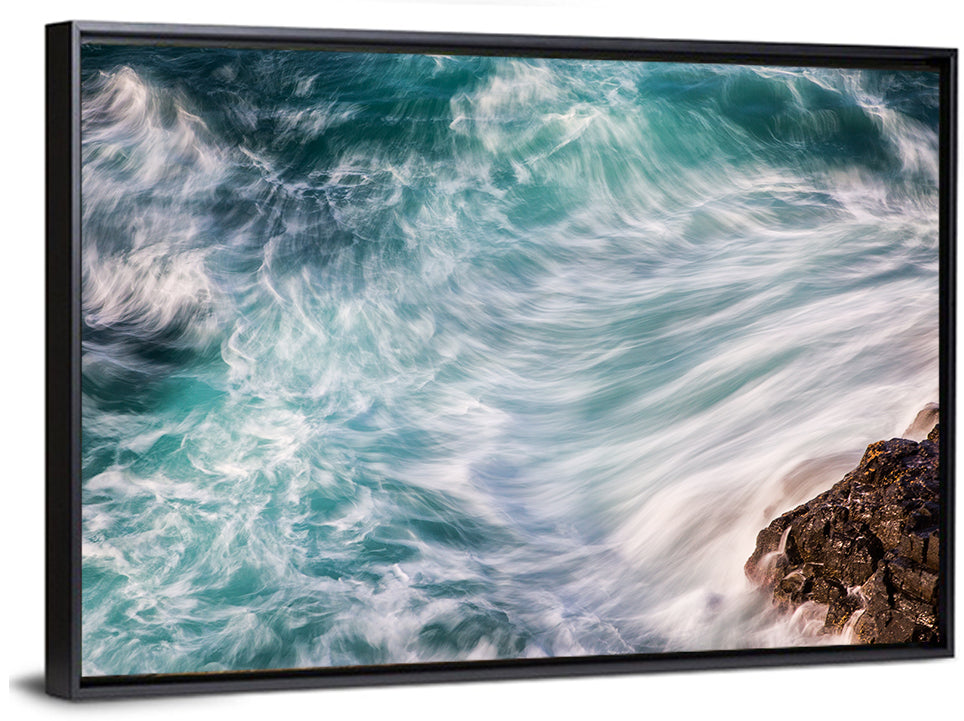 Silky Teal Ocean Waves Wall Art