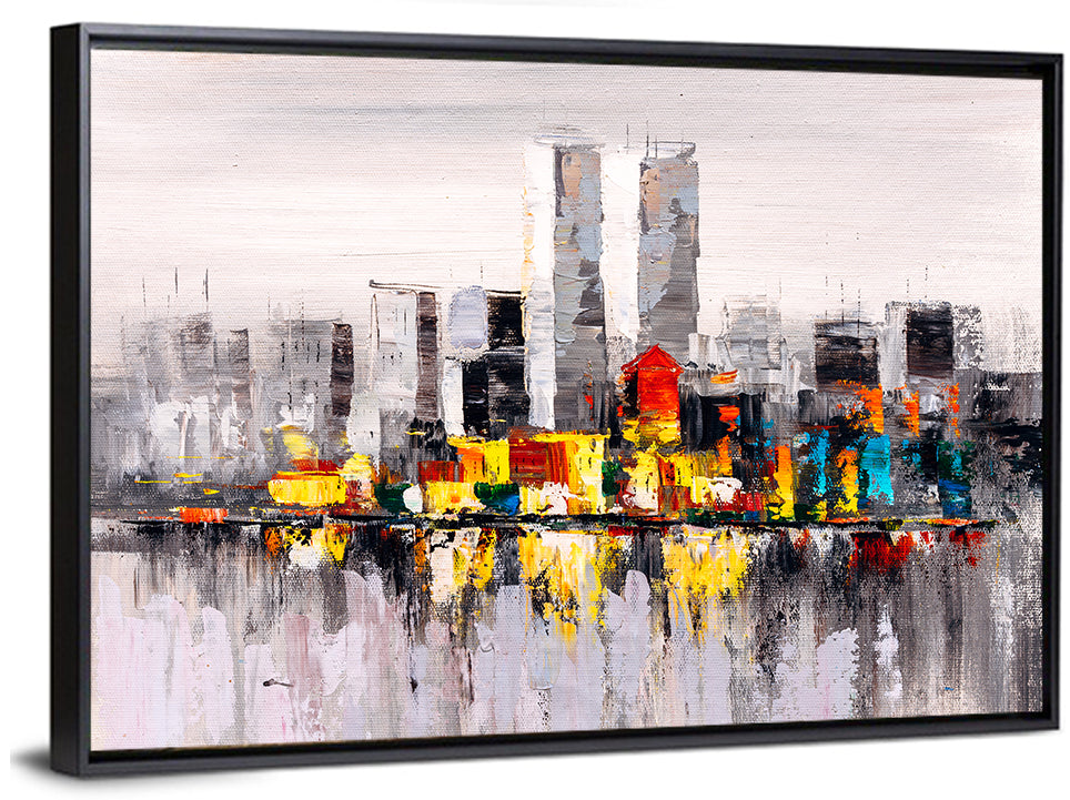 Abstract Skyline with Water Reflection Wall Art