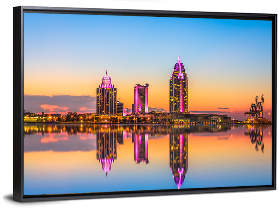 Mobile Alabama Sunset Skyline Wall Art