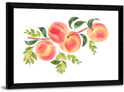 Watercolor Peach Branch Wall Art