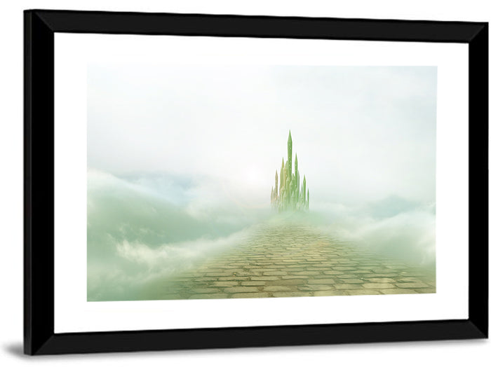 Cobblestone Path to Emerald Castle Wall Art as a framed print