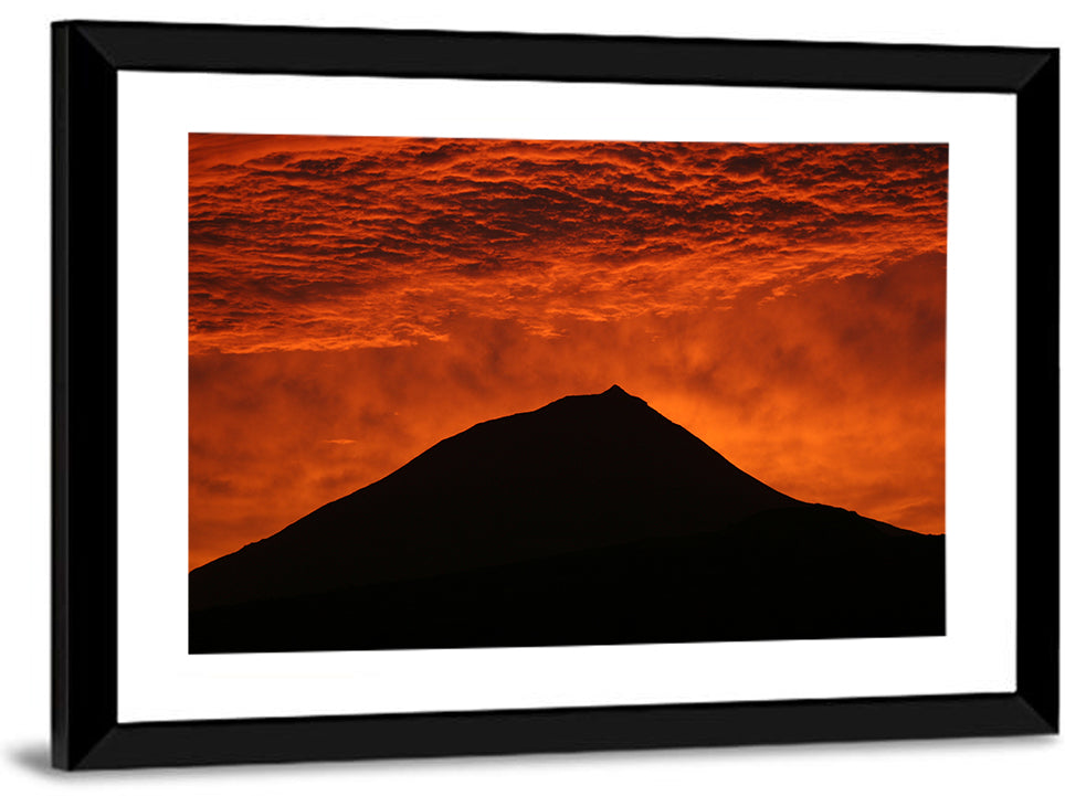 Pico Island Volcano Silhouette at Sunset Wall Art