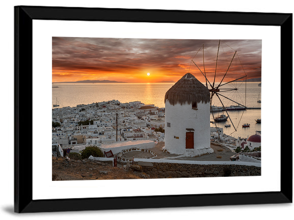 Kato Mili Sunset, Mykonos Wall Art