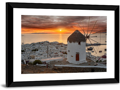 Kato Mili Sunset, Mykonos Wall Art