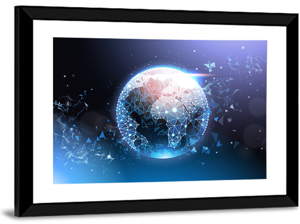 Wireframe Globe Network Wall Art