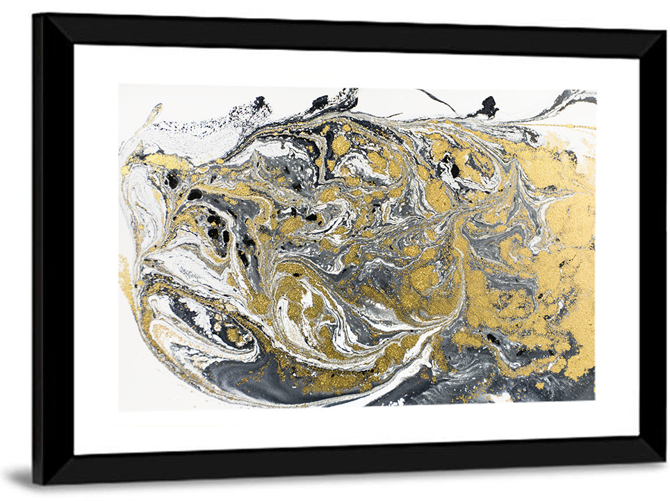 Metallic Gold Marbled Abstract Wall Art