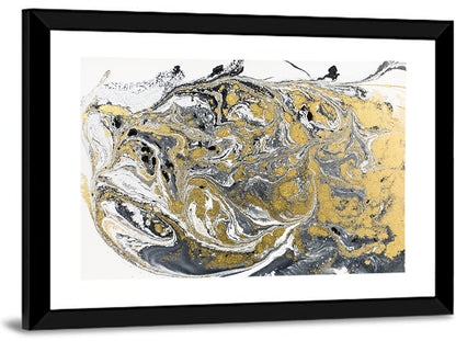 Metallic Gold Marbled Abstract Wall Art