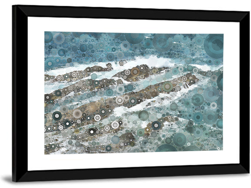 Teal Mosaic Ocean Wave Wall Art